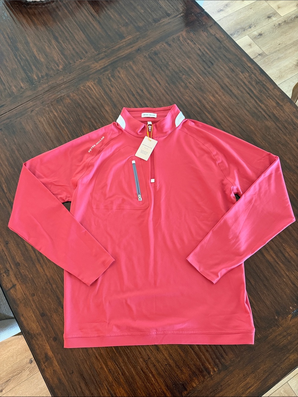 Peter Millar Coral/Red Zip-Front Performance Pullover